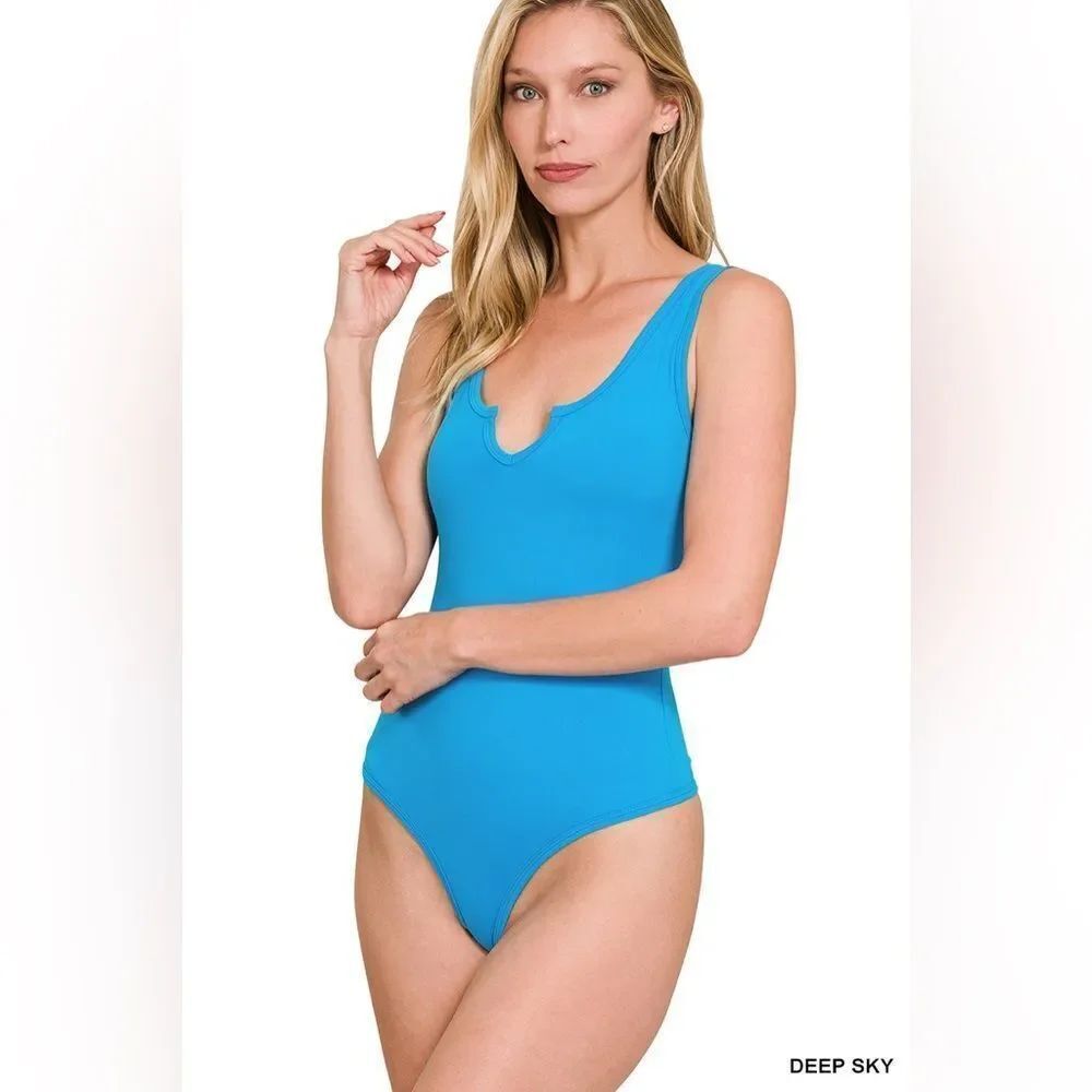 Zenana Outfitters Deep SkyโBlue body suit mt-9062ba